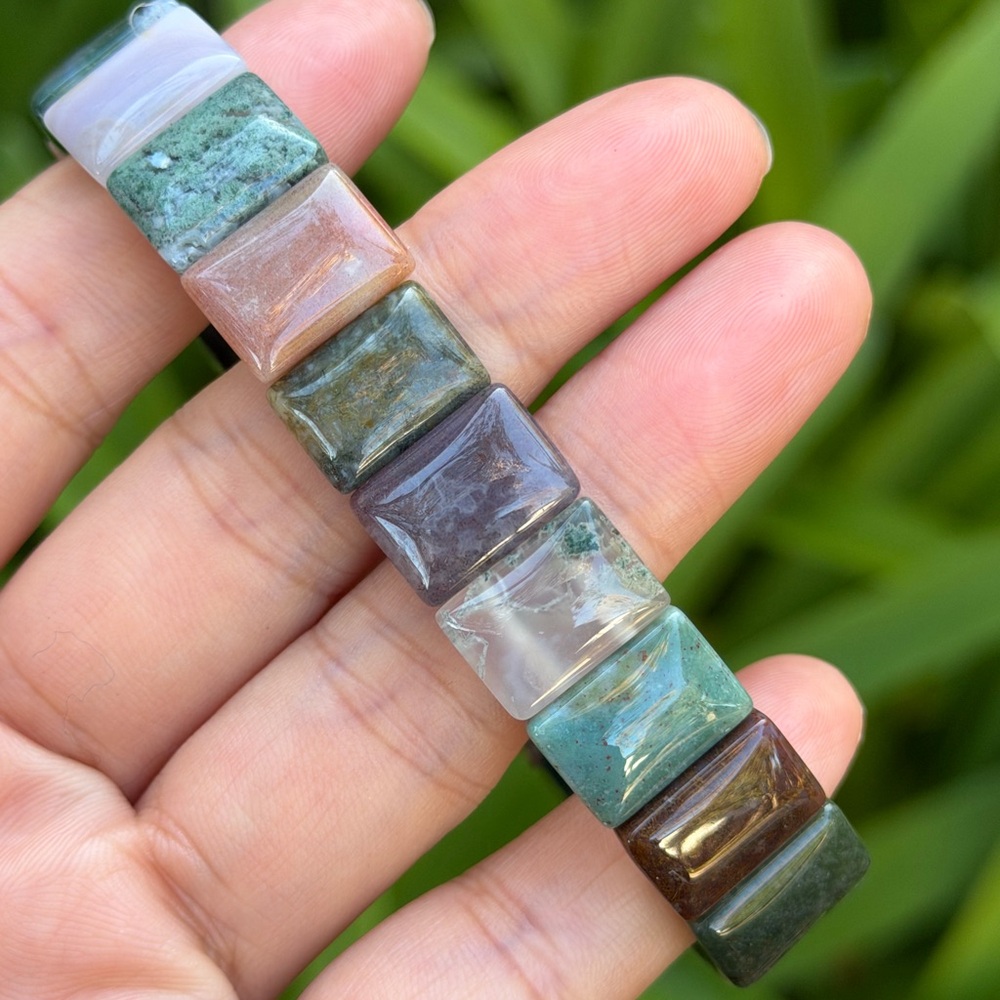 Stretchable Multicolor Moss Agate Soft Bangle 0789 - image 2